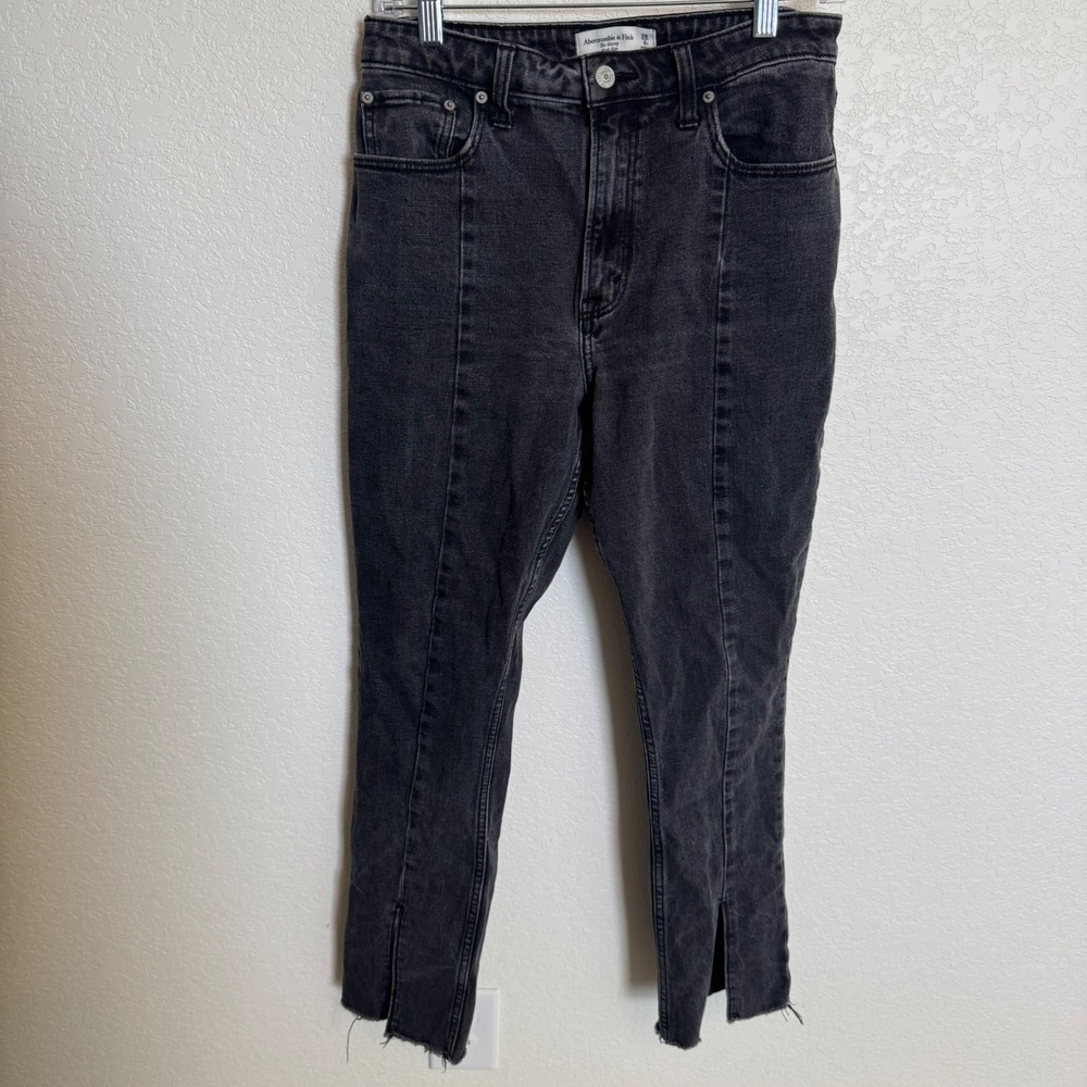 High Rise Skinny Front Slit Abercrombie Curve Love Jeans 6S Washed Black